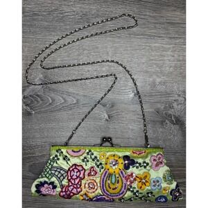 Max Mayer Sequin Beaded Embroidered Clutch Evening Bag Purse Green Multicolor